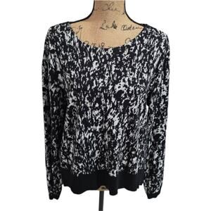 Hugo Boss Black White Emka Jacquard Sweater In Black Fantasy Size Large‎
